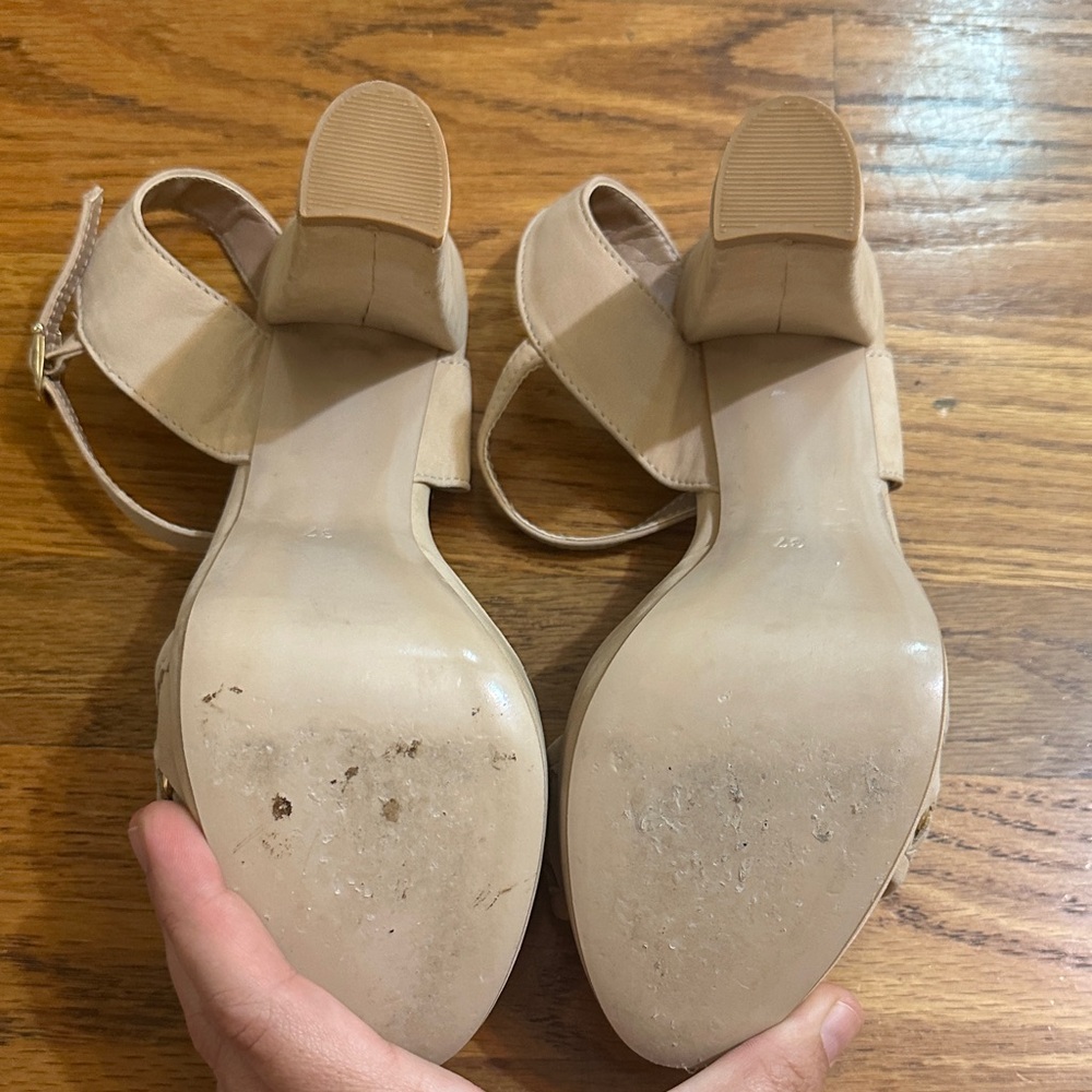 🛍️SALE🛍️ DERİMOD Beige Platform Block Heel Sandals with Ankle Straps - Picture 9 of 9